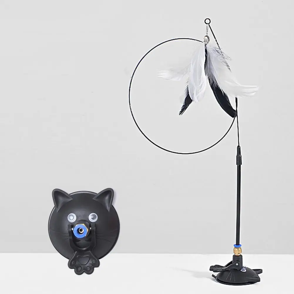 Bite-resistant Cat Teaser Fluffy Feather Cat Toy Set with Detachable Teaser Wand Sucker Base Funny Kitten for Endless for Cats