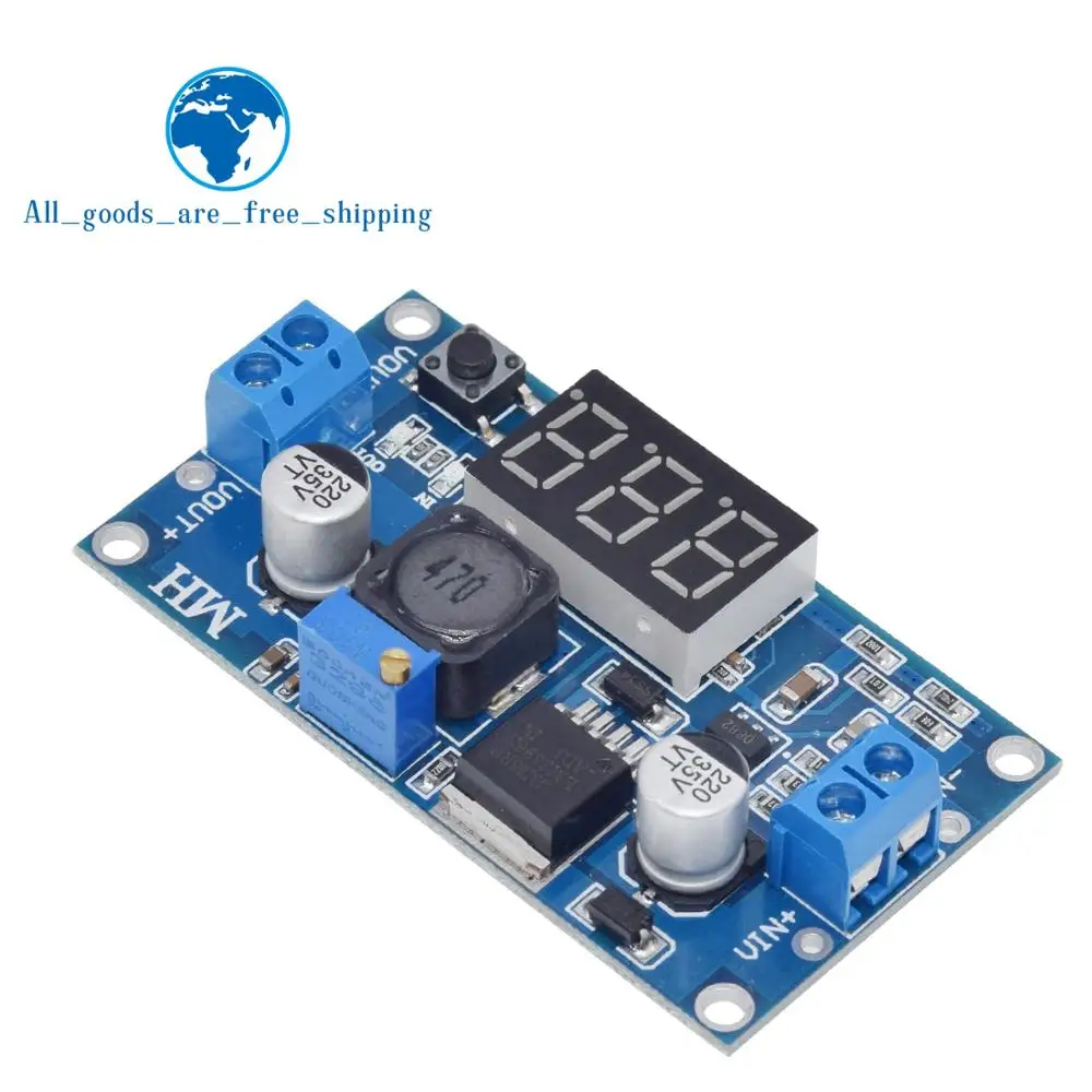 TZT LM2596 BUCK 3A DC-DC Voltage Adjustable Step-Down Power Module + Blue LED Voltmeter