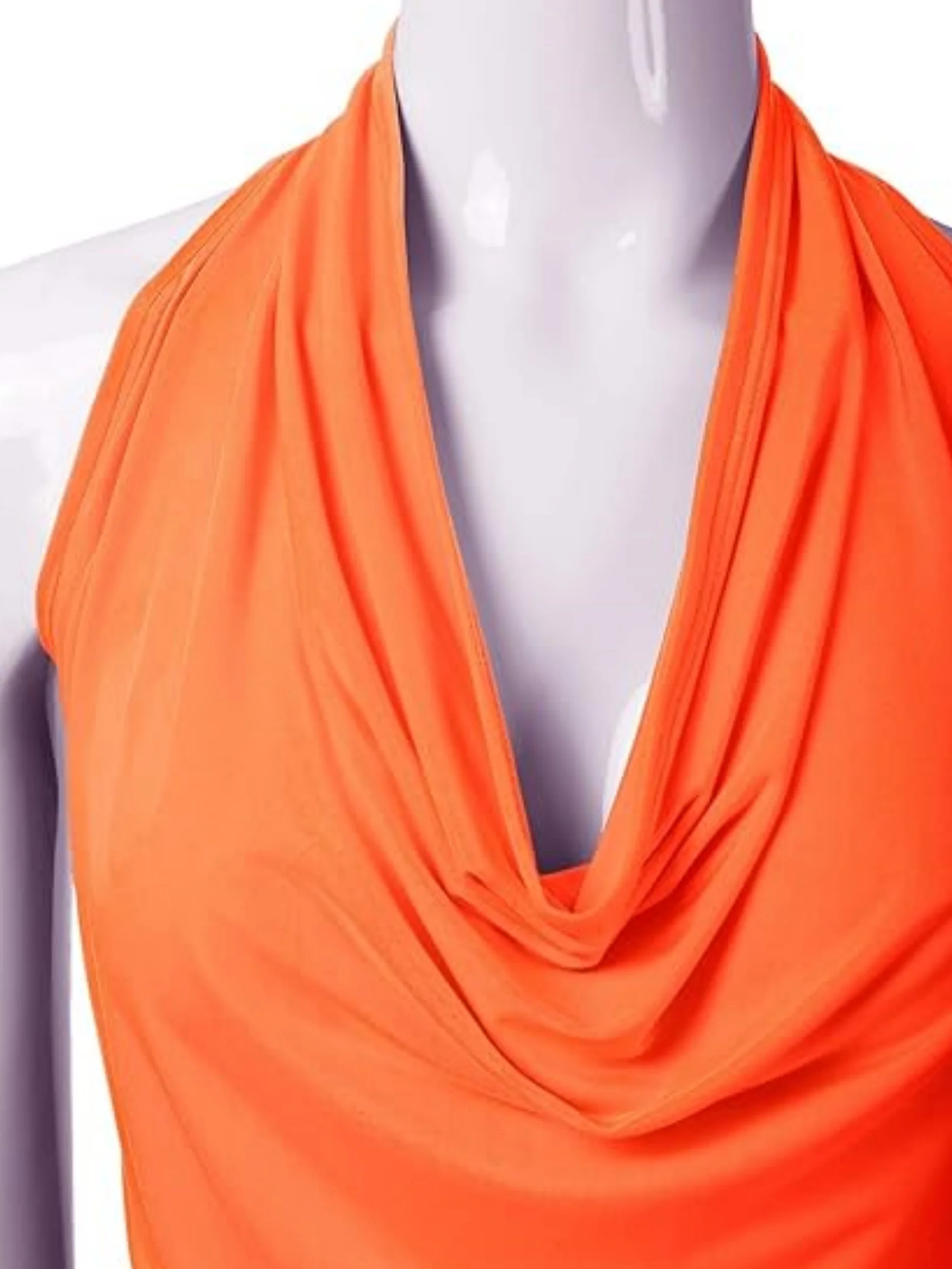 Plus Size Women's Halter Neck Top Cowl Neck Ruched Side Sleeveless Casual Slim Fit Top image 3