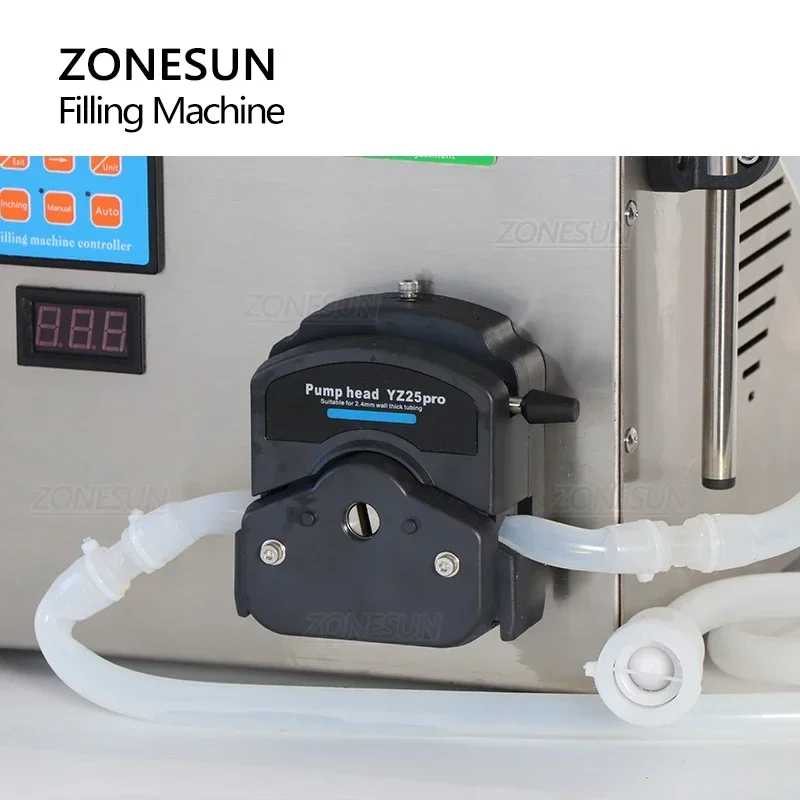 ZONESUN Macchina di rifornimento per imbottigliamento cosmetico per profumo con pompa peristaltica semiautomatica digitale a 2 teste