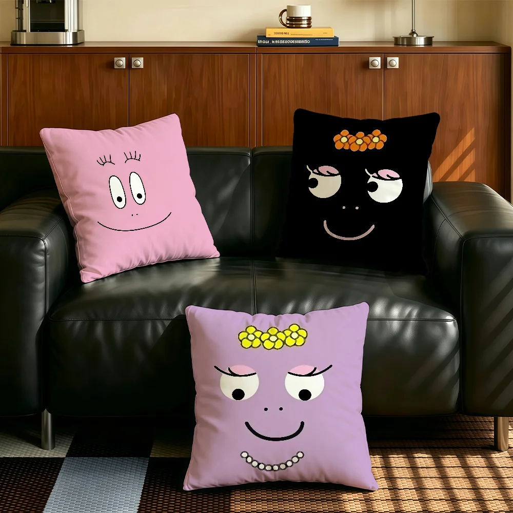 Cartoon cute B-Barbapapa cushion cover Comfortable Decorative For Bedroom Living room Dormitory Picnic and Holiday Decoration