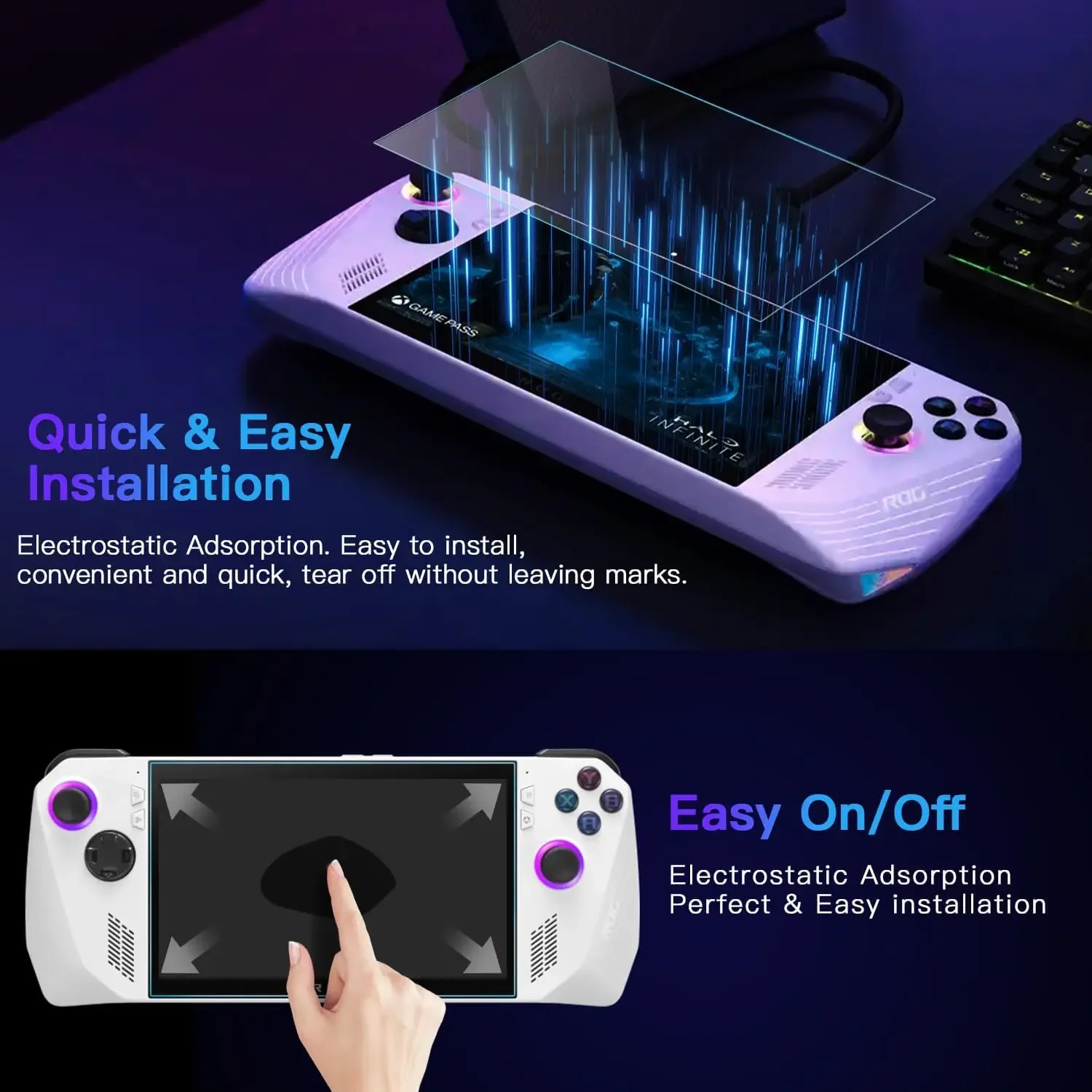 For ASUS Rog Ally Tempered Glass Screen Protector For Asus ROG Ally 7" Anti Scratch HD Clear Protective Film