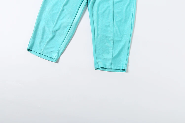 Sisterlinda Sexy Satin 2-Teiliges Set Damen Kreuzhalter Rückenfreies Bandage-Top + Caprihose Trendige Mode Street Party Anzüge – Detail 12