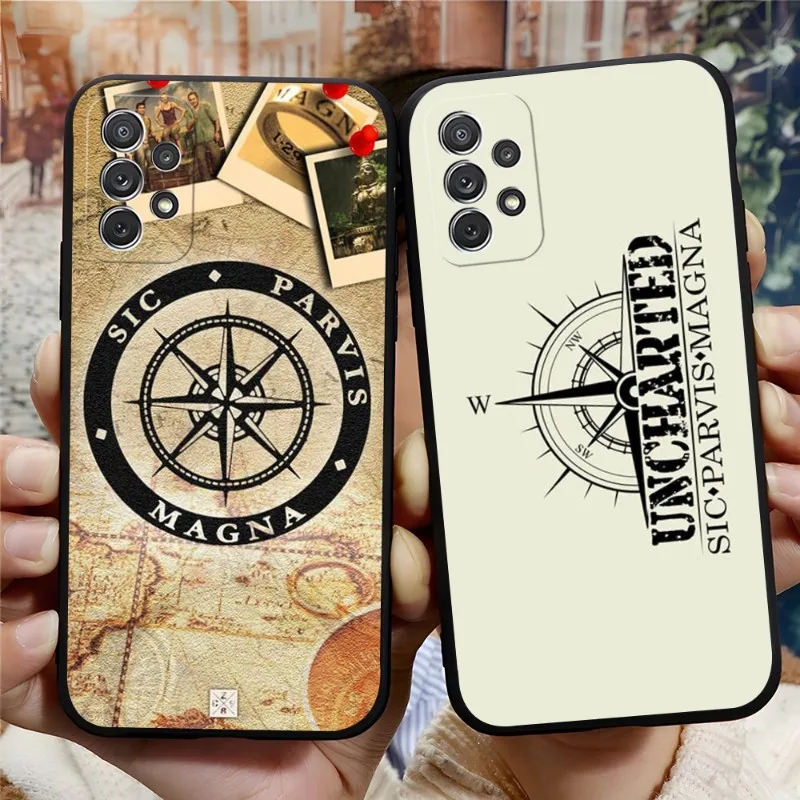 Sic Parvis Magna Uncharted Phone Case Funda For Samsung S22 S21 S20 S30 S9 S10 S8 S7 S6 Pro Plus Edge Ultra Fe Cover