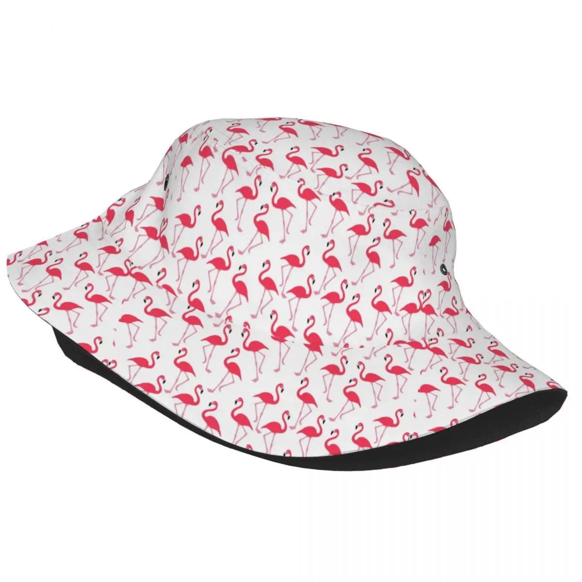 Custom Pink Flamingo Bucket Hat Men Women Outdoor Sun Summer Fisherman Cap