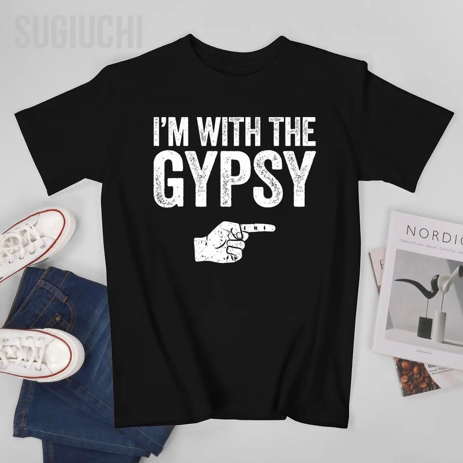 Unisex Men I'm With The Gypsy Matching Gypsy Tshirt Tees T Shirts Women Boys 100% Cotton T-Shirt