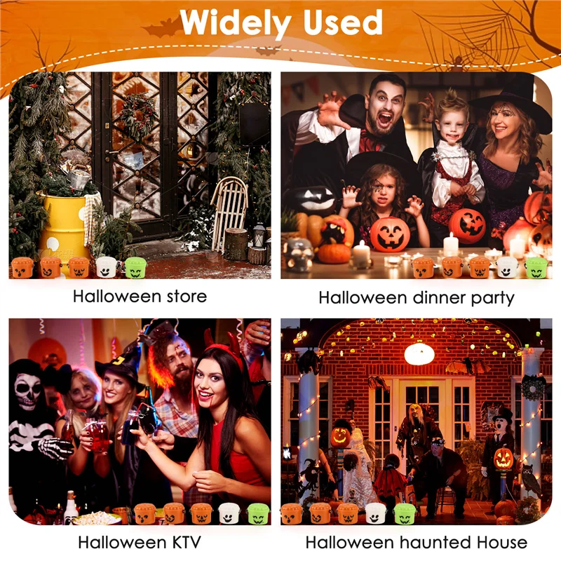 A04F-호박 미니 버킷 미니어처 할로윈 버킷 탈부착 가능한 뚜껑과 작동 가능한 손잡이 미니 트릭 (5개)