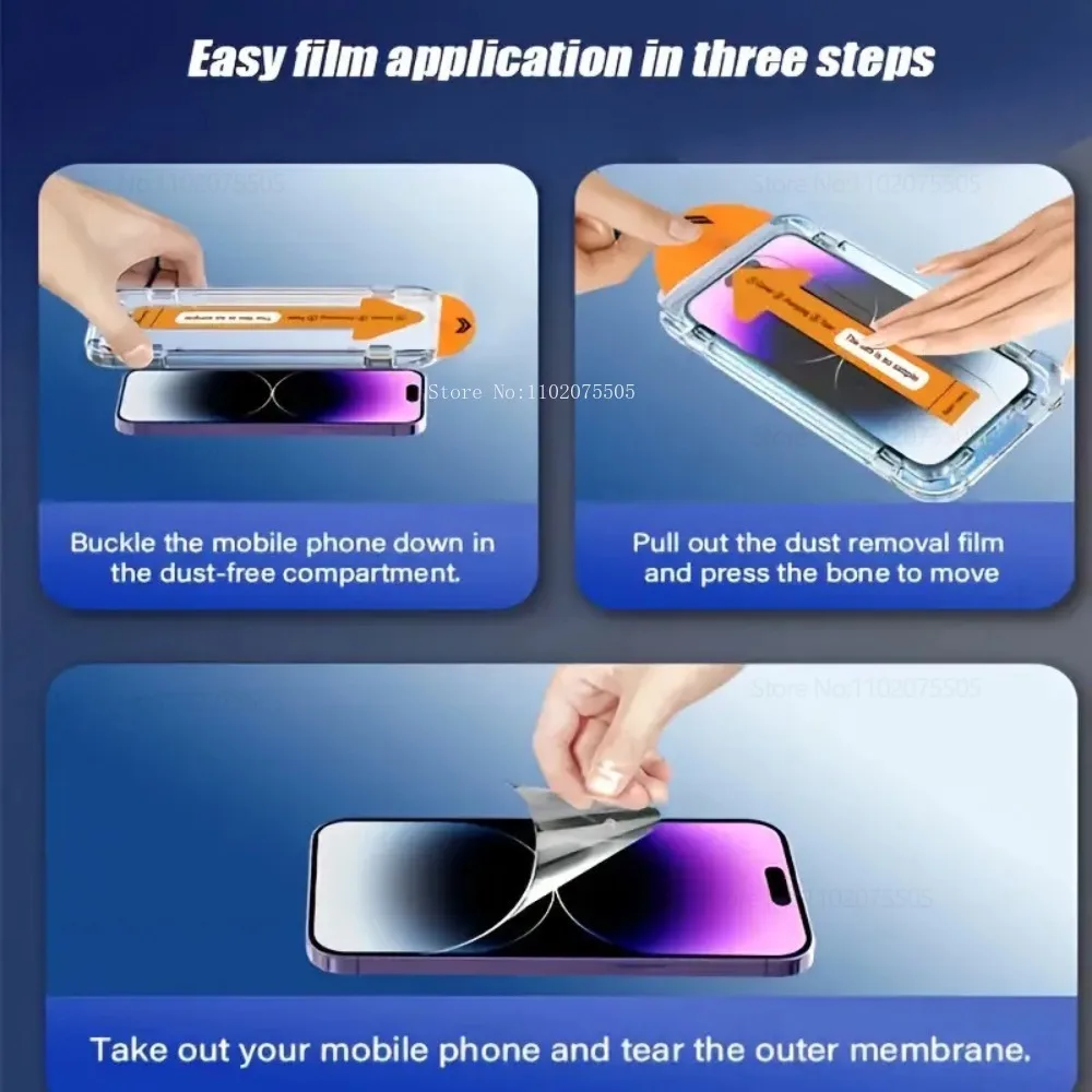 4Pcs Ultra Clear One-Touch Film Applicator Tempered Glass for IPhone 17 Pro 17 Promax 14 15 Plus 13 Mini 11 12 Promax 16E Films