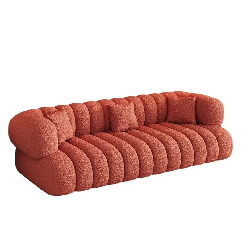 Cream wind lamb wool fabric sofa small apartment, simple wind marshmallow Nordic
