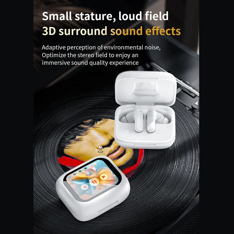 BNVN-Bluetooth V5.4 سماعة إلغاء الضوضاء شاشة ملونة تعمل باللمس جودة صوت عالية بكلتا الأذنين ANC + ENC سماعة بلوتوث