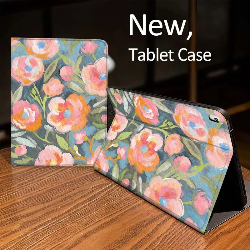 

Cartoon Pink Flower Pattern Case For iPad Pro mini Air 1 2 4 3 5 6 7 8gen 9gen 11 M2 M3 M4 6th 7th 10th 11th Gen 2025 Tablet