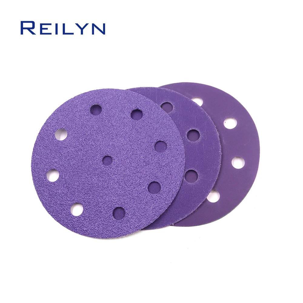 30Pcs 6inch 9holes Sandpaper 240/600/800 Grit Flock Sanding Disc for Random Orbital Sander Grinding Burr Surface Car Wood Metal