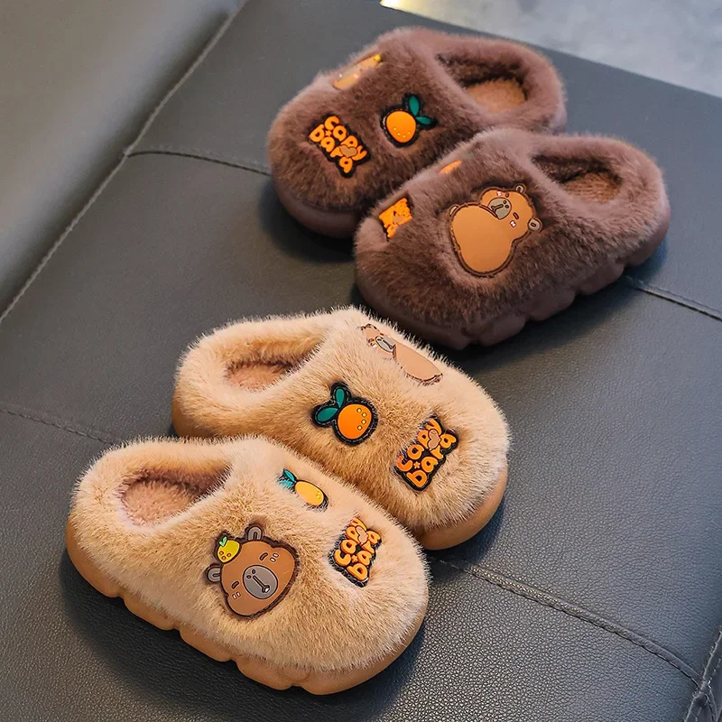 Winter Non-slip Soft-soled Cotton Slippers Baby Boy Girl with Fleece Lining Thick Sole Back Cover Slip-ons Children Perfect Kids