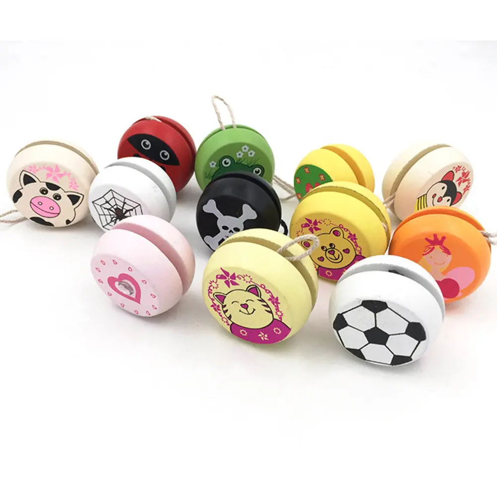 3Pcs Wooden Colorful Educational Fun Wrist Strength Exercise Indoor Outdoor Creative Wood Yoyo Ball Set