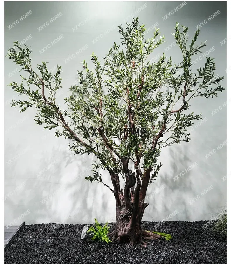 Árvore de imitação de madeira maciça, decoração de oliveira seca, decoração de interiores, piso, árvores falsas, decoração de sala de estar, planta verde