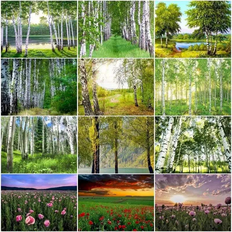 

CHENISTORY Paint By Numbers Green Tree Scenery Drawing On Canvas Gift DIY Pictures By Number Figure Kits Home Decor