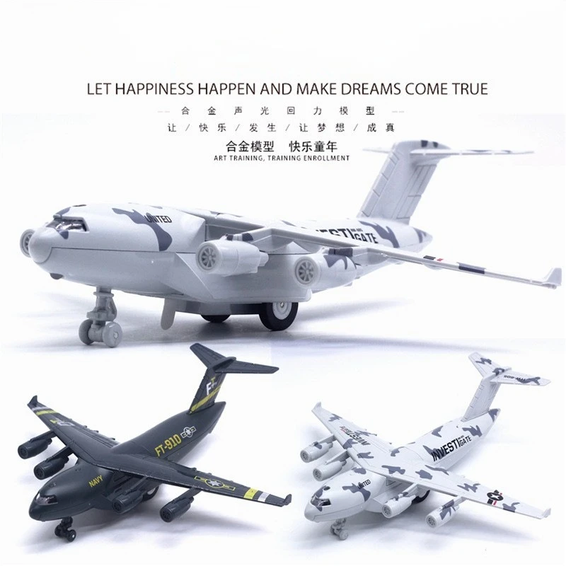 

Транспортный самолет Boeing C-17, модель самолета из сплава, имитация звука, свет, орнамент с откатным механизмом