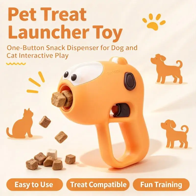 Interactive Pet Treat Launcher for Cats And Dogs -Fun Toy with Freeze Dried Snack Dispenser Boredom Relief Tease Puzzle Training