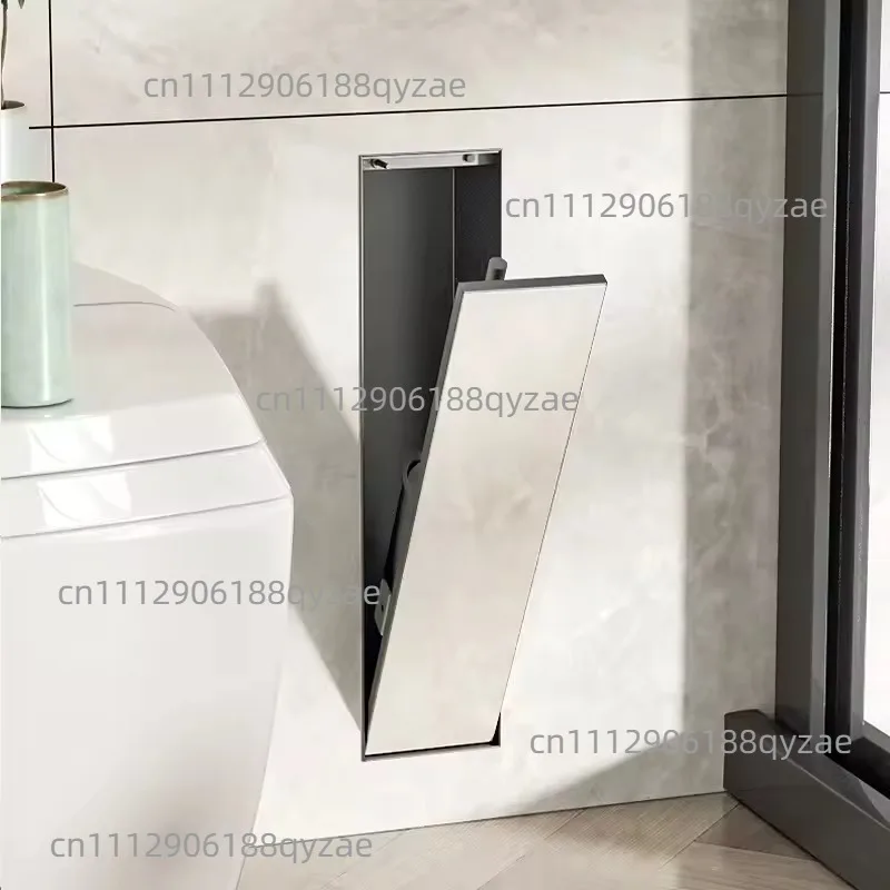 Modern Bathroom Hidden Toilet Brush Set | Stainless Steel Wall Niche with Silicone Brush, Embedded Design