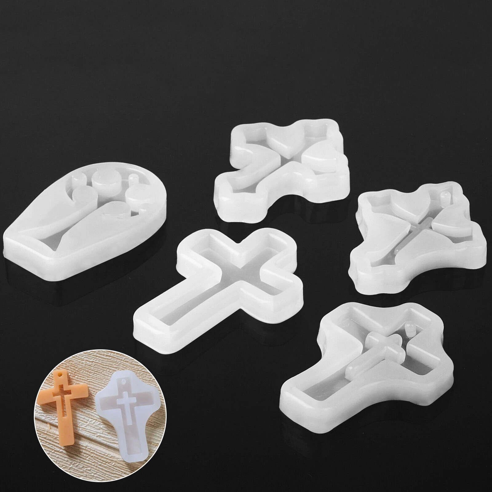 

5Pcs Cross Silicone Resin Mold for DIY Epoxy Resin Crafts Jewelry Making Accessories Tools Necklace Pendants Casting Mould