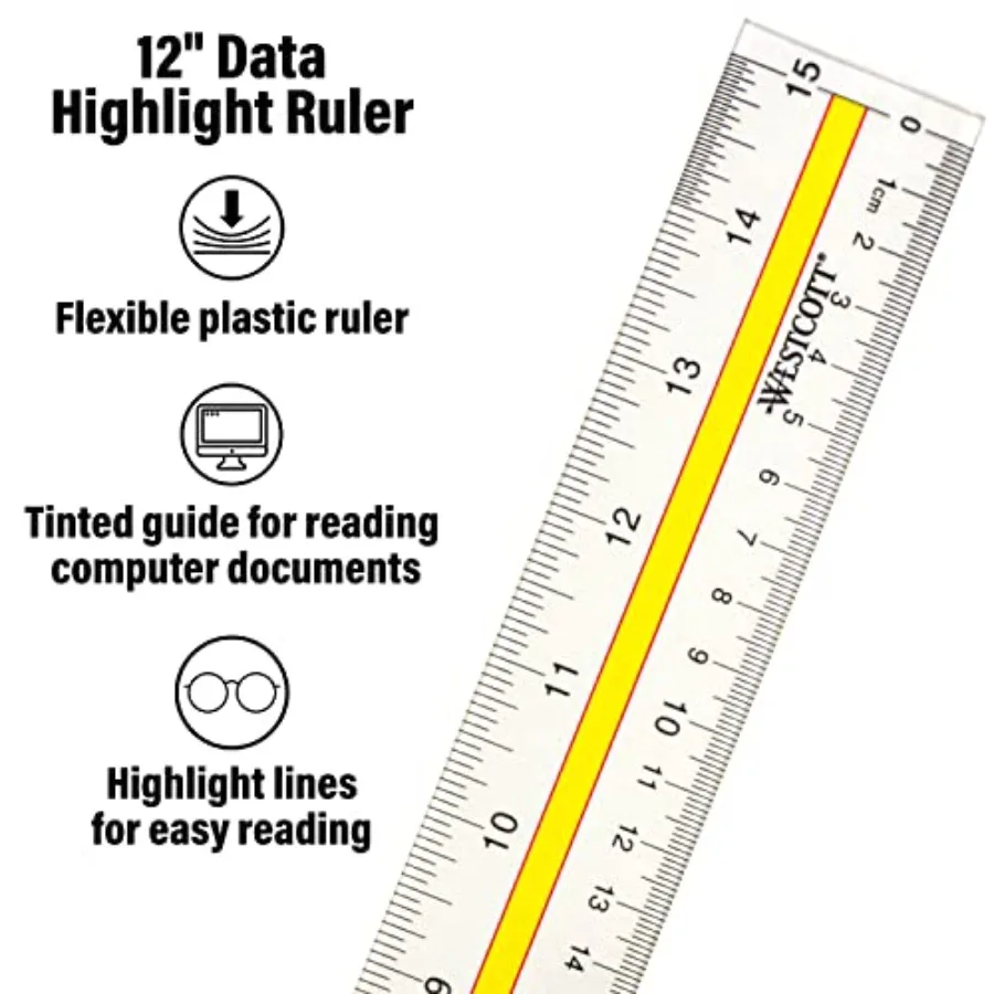 Acrylic Data Highlight Reading Ruler for academic and office use, clear tinted guide, transparent color, scratch-resistant and
