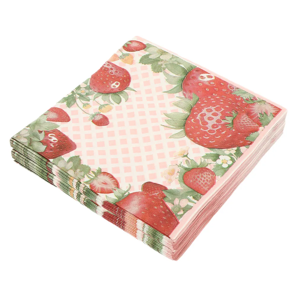 

2Pack Strawberry Napkins Disposable Summer Fruit Print Birthday Party Baby Shower Napkin Party Decoration Supplies