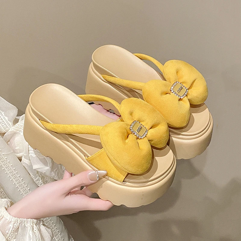 

Women's 8CM Thick-soled Slippers Women's New Summer Fairy Style Heightened Flower Sandals Beach Casual Comfortable Flip Flops