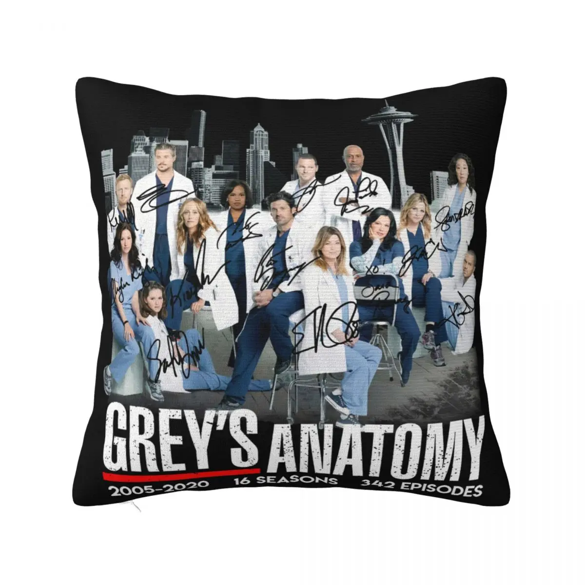 Greys Anatomy 20052020 16 Seasons 342 Episodes Signatures Cheap Price Plus Size Harajuku Pillow Case