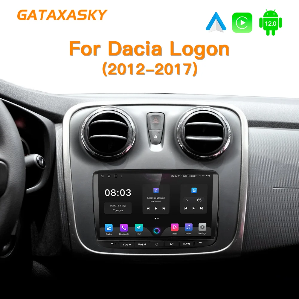 GATAXASKY Android 12 Car Radio Navigation for Renault Dacia LOGAN Sandero Duster Lodgy Lada Xray Captur Dokker Multimedia Player