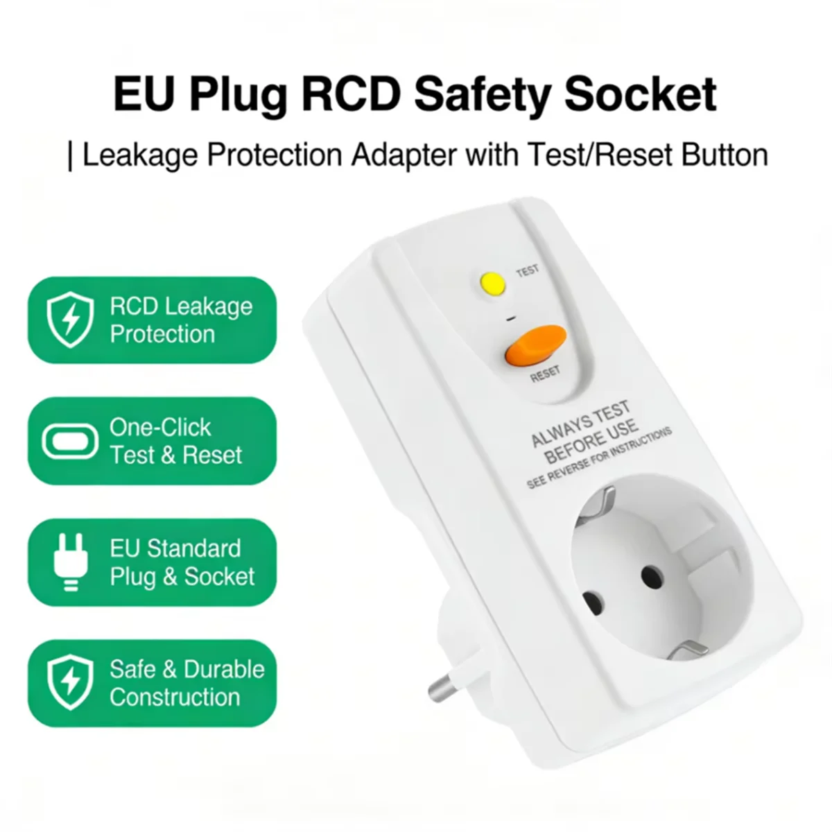 

16A Leakage Protection Plug EU Personal Protection Socket with FI Safety Switch Household Home Circuit Breaker Cutout Outdoor