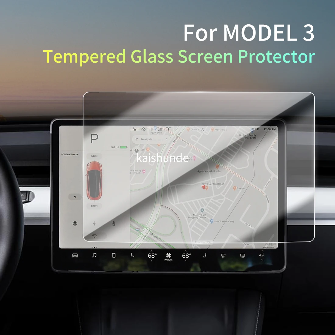 Car Stickers Meters Protector For 26 Tesla  model 3 Tempered Glass Protective Film Display Navigation Vehicle