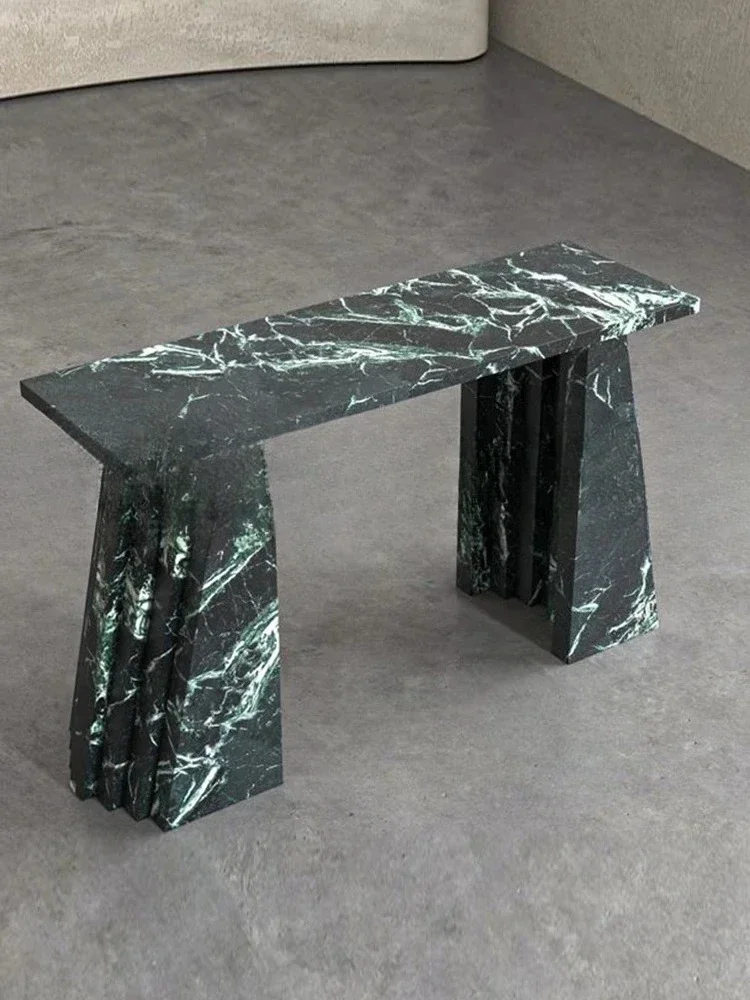 

NEW French light luxury natural marble entrance table, minimalist foyer entry living room, long and narrow decorative table