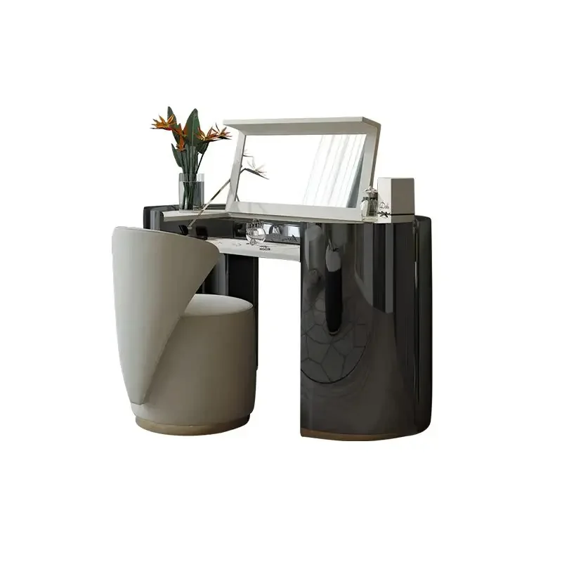 

Small apartment dresser, bedroom light luxury Italian-style Hong Kong-style villa wedding room baking paint black bright flip