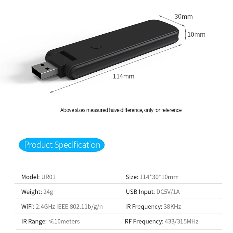 Telecomando intelligente universale WIFI IR RF433 315 ruota il controllo Tuya a infrarossi USB per il condizionatore d\'aria sicuro per Alexa Google