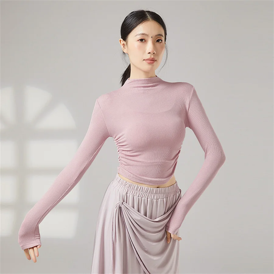 

Women Yoga Shirt Adult Classical Dance t-Shirt Short And Long Sleeve Modern Dance Top Ballet Daily Training Costume Girls Tights
