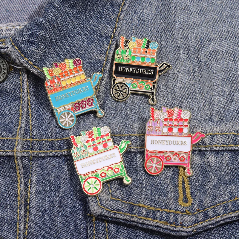 Enamel Pins Creative New Product Cute Handcart Brooch Cartoon Personality Colorful Candy Cart Accessories Metal Badge Pin Badges