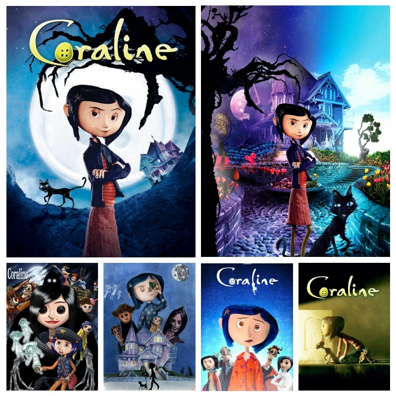 Diy Horror Movie Coraline Diamond Painting Halloween Cartoon Girl With Black Cat Embroidery Cross Stitch Kids Gift Home Decor