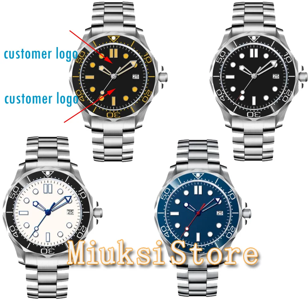 

41mm Corgeut Automatic Mens Watch NH35 Sapphire Cyrstal Black/Blue/White Dial Date Window Ceramic Bezel Insert