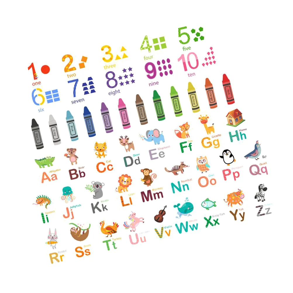 1 Set Alphabet Number Wall Sticker Pvc Self-Adhesive Decal For Kids Room Nursery Classroom Decor Learning Educational Decoration