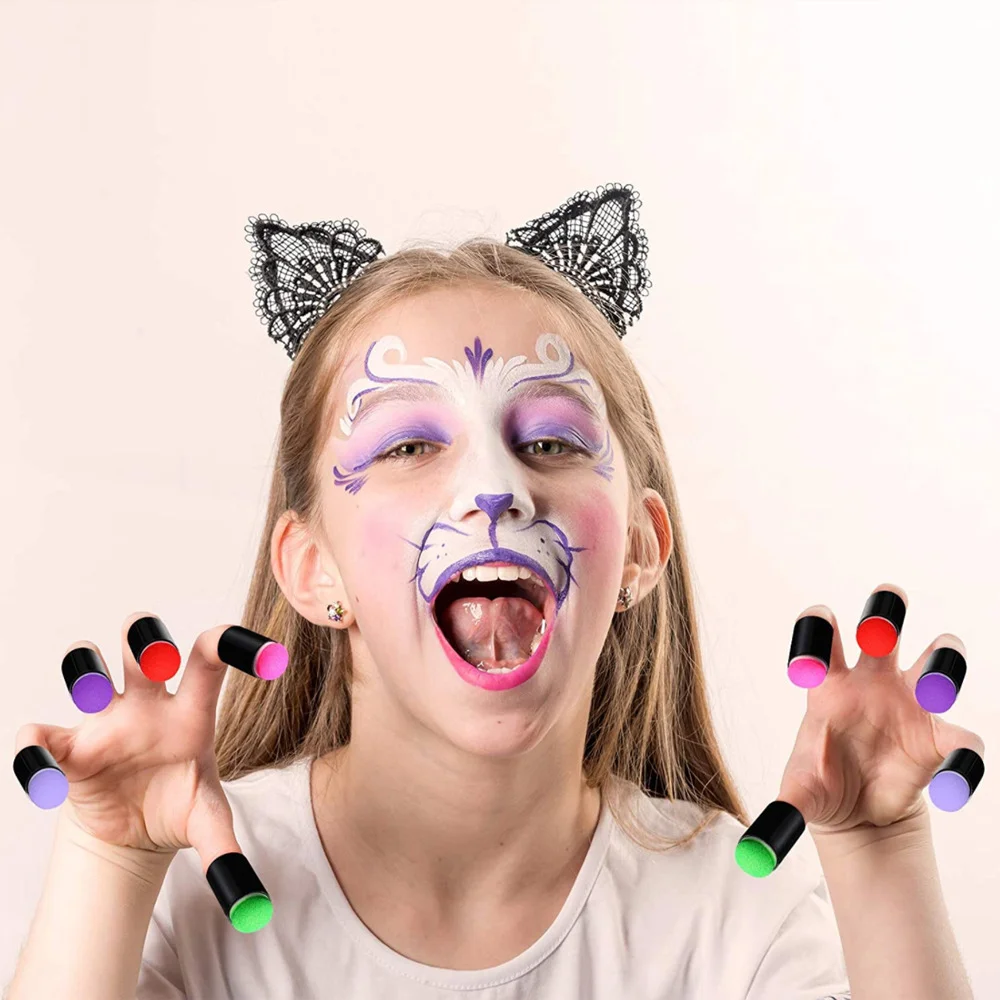 10PCS Finger Painting Sponge Daubers Sponge Foam Applying Ink Chalk Inking Staining DIY Handmade Craft Set Painting Tools