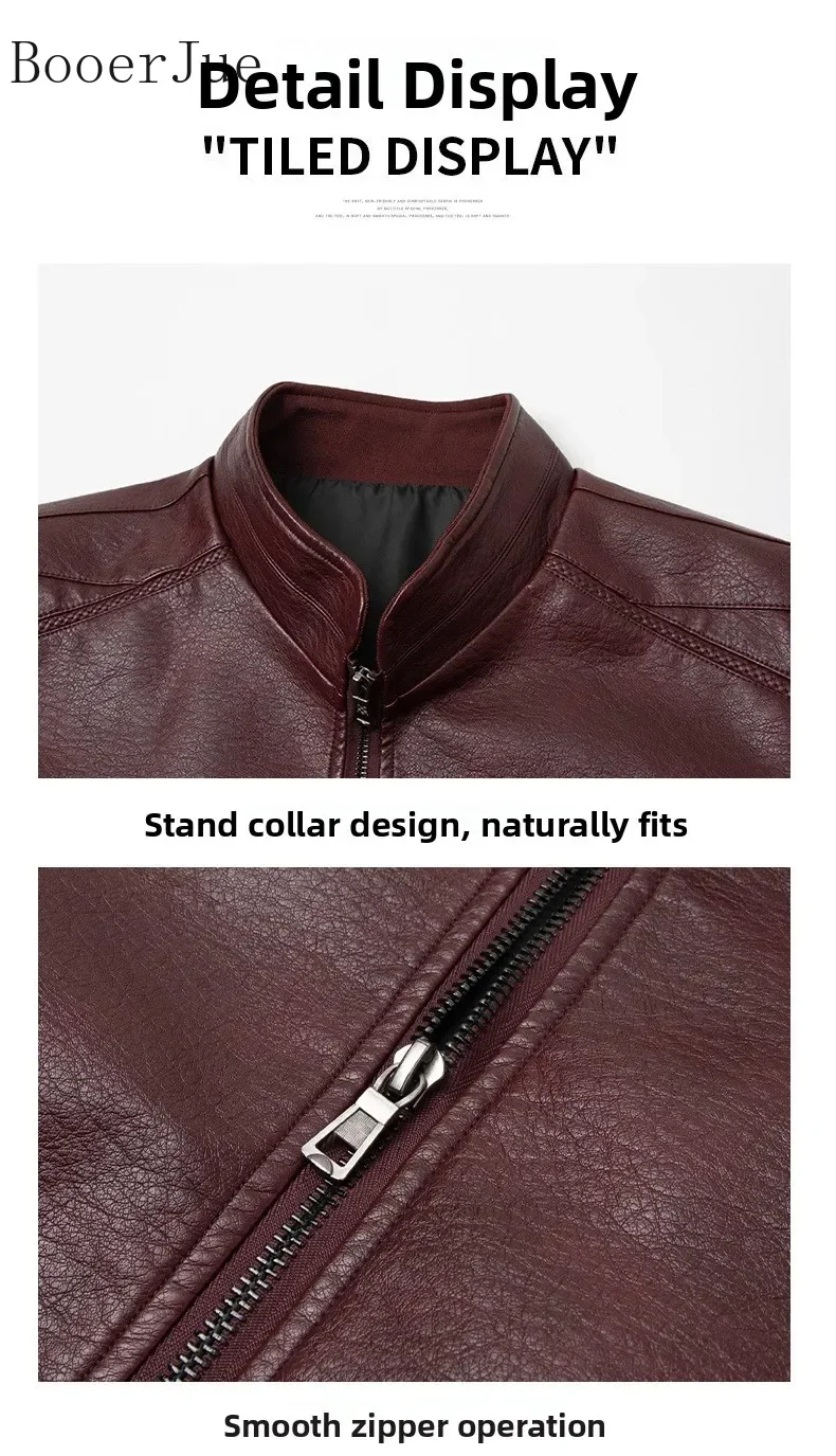 Herren Lederjacke Herbst Winter Kunstledermantel Koreanischer Stil Slim Fit Lässig Trendig Vielseitig Stilvolle Oberbekleidung für Männer 6XL – Detail 11