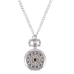 Silver Plated Pendant Watch Chain Clock Quartz Watch As Necklace Pocket Watch New