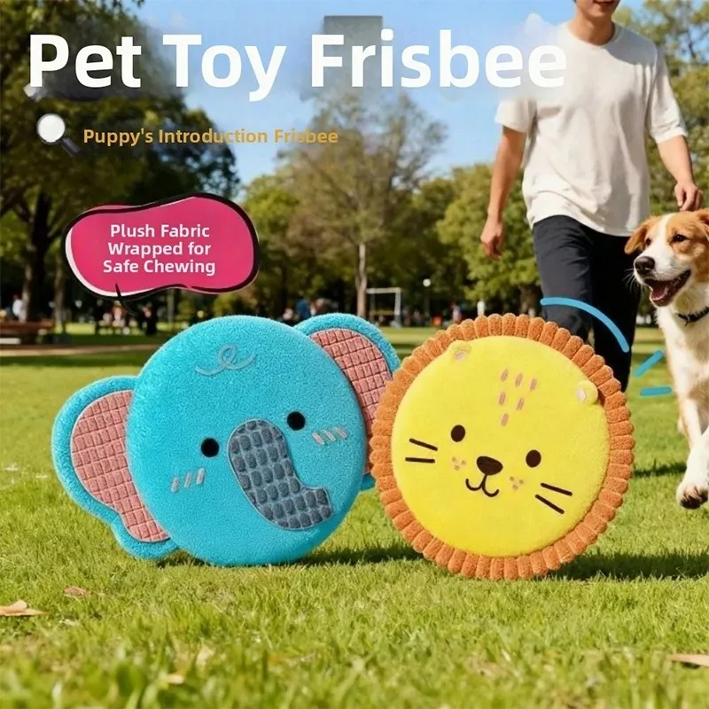 Frisbee de Felpa Suave No Abrasiva para Perros, Juguete Chirriante para Masticar, Cuidado Bucal, Limpieza de Dientes, Juguete Interactivo para Perros, para Uso en Interiores y Exteriores