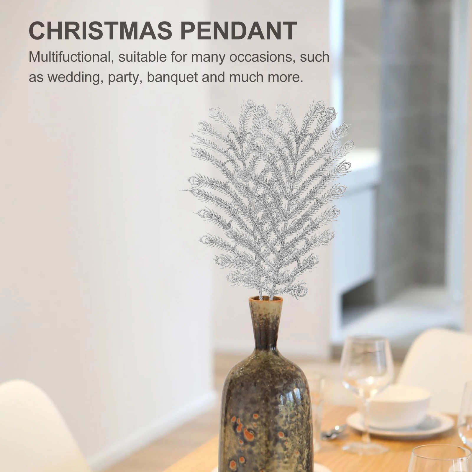 

6Pcs Simulated Phoenix Tail Glitter Christmas Decoration Creative DIY Craft Ornament for Gift Wedding Party Banquet Photographic