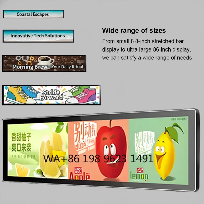 Mini-LED IPS LCD Cutting Strip Screen 500cd/m 98% Adobe RGB Wall-mounted Backlit Advertising Display
