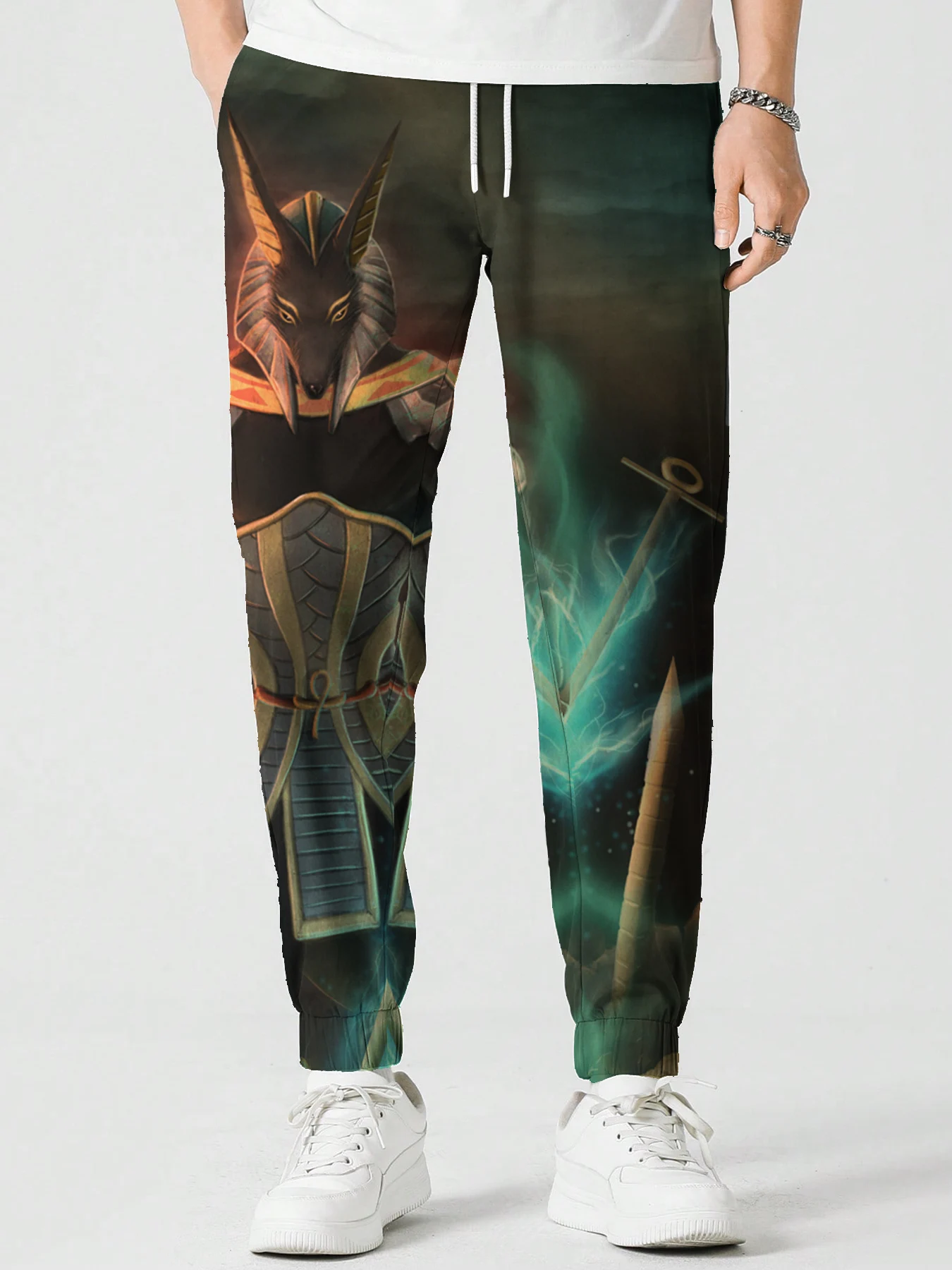 Pantalon imprimé à motif égyptien Myenson Anubis pour hommes et femmes, pantalon de survêtement décontracté, streetwear masculin, pantalon de