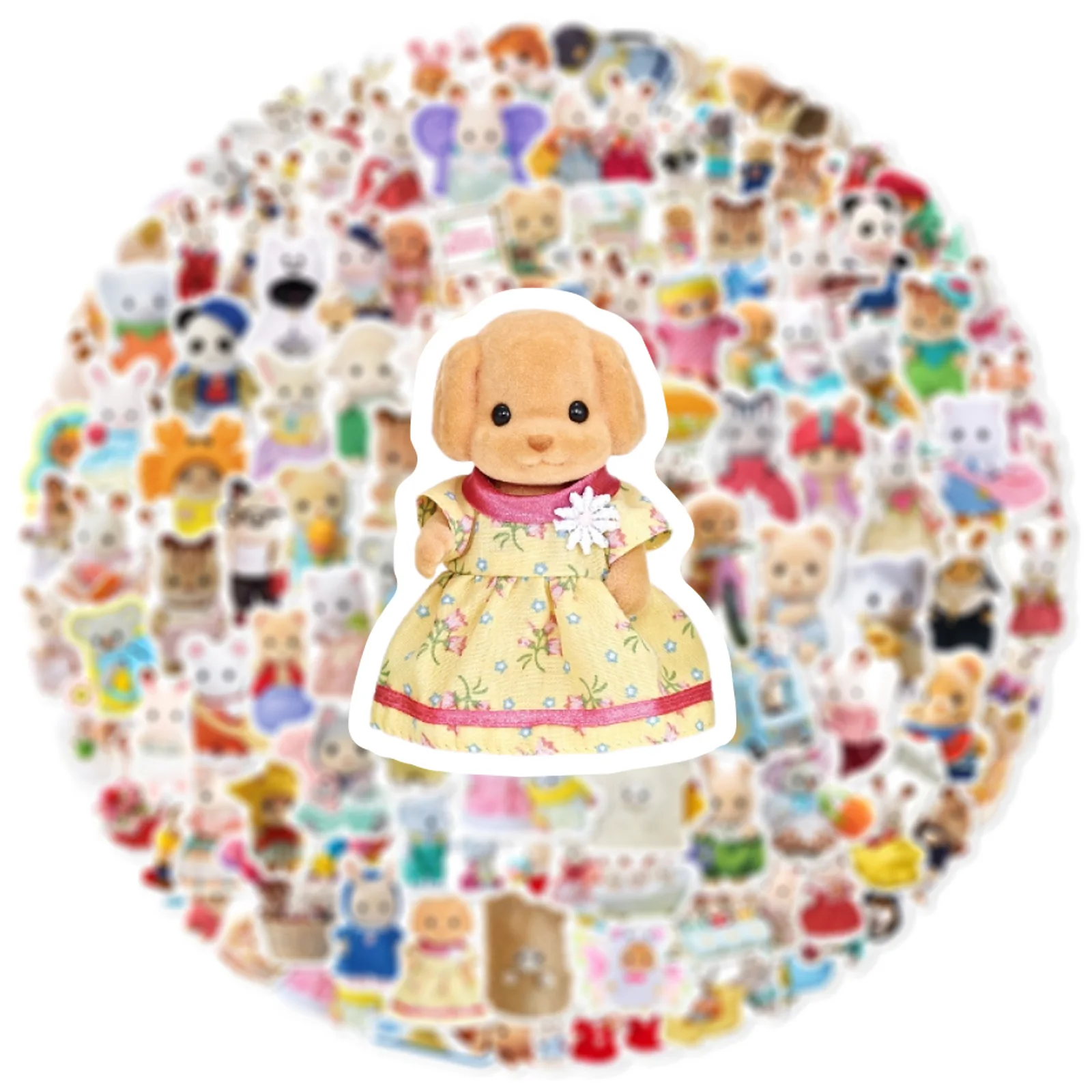 100 stuks schattige Calico Critters cartoon graffiti stickers telefoon gitaar laptop notebook koffer waterdichte sticker stickers speelgoed