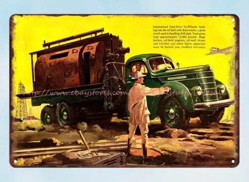 Licking the Oil Field 1938 International Truck metal tin sign office restaurant