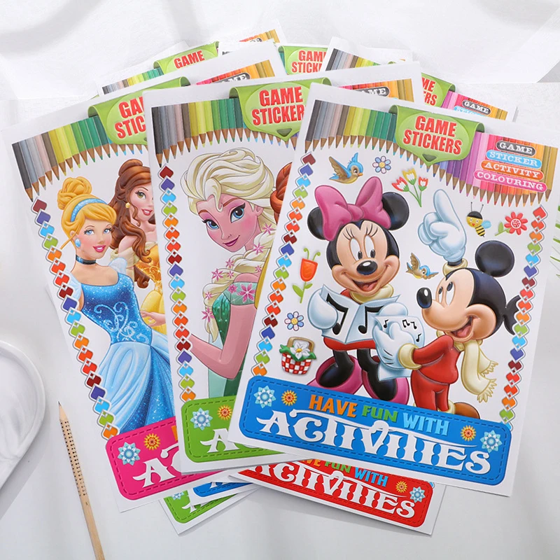 Disney Anime Mickey Mouse Graffiti Paintings Kawaii Frozen Elsa Colored English Painting Cartoon Princess Sticker Stationery