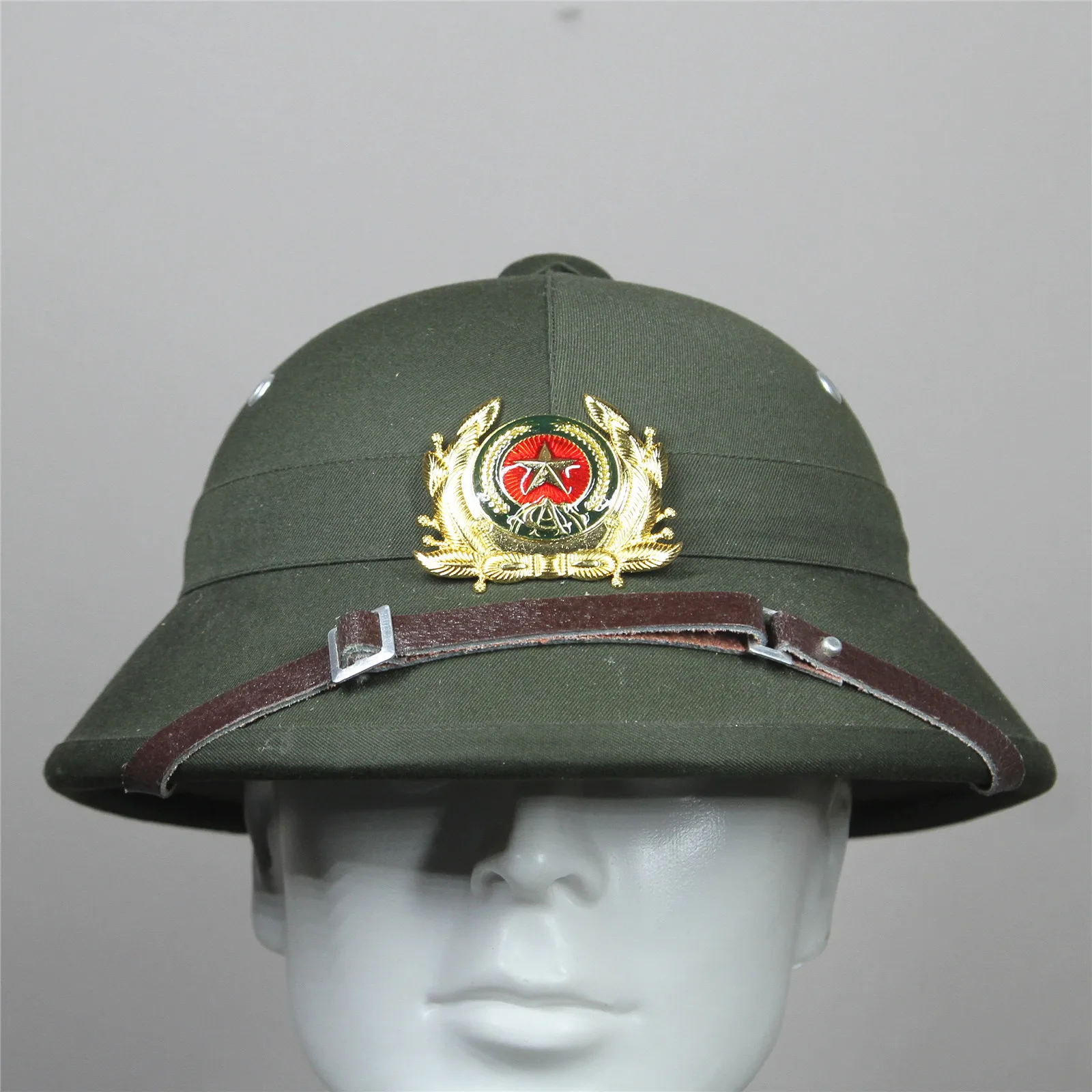 Original Officially Vietnam Pith Helmet Military Surplus Bộ Công an mũ cói Outdoor Light Weight Sun Hat